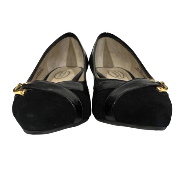 Talbots Kitten Heels Suede Leather Black Pointed Toe Horse Bit Buckles Sz 7.5 AA - Picture 7 of 11